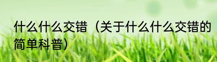 什么什么交错（关于什么什么交错的简单科普）