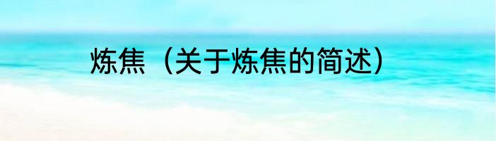 炼焦（关于炼焦的简述）