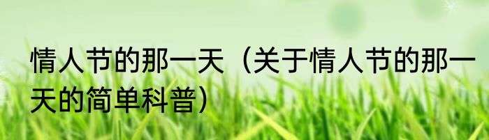 情人节的那一天（关于情人节的那一天的简单科普）