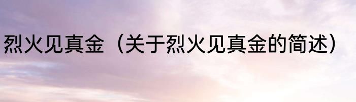烈火见真金（关于烈火见真金的简述）