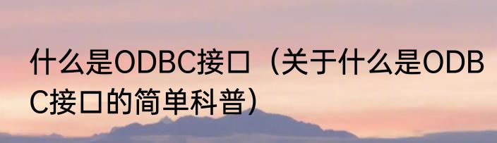 什么是ODBC接口（关于什么是ODBC接口的简单科普）