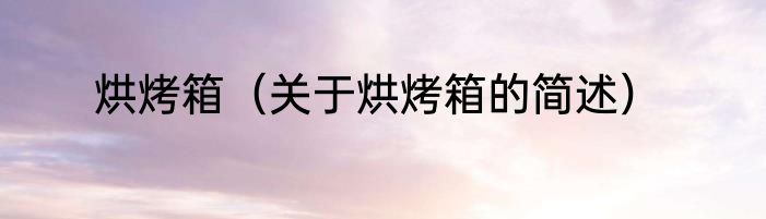 烘烤箱（关于烘烤箱的简述）
