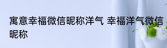 寓意幸福微信昵称洋气 幸福洋气微信昵称