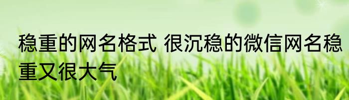 稳重的网名格式 很沉稳的微信网名稳重又很大气