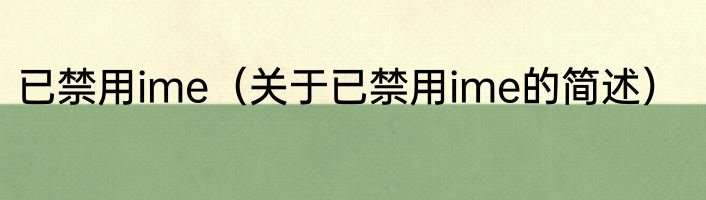 已禁用ime（关于已禁用ime的简述）