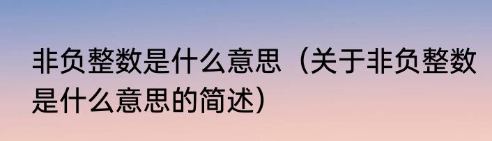 非负整数是什么意思（关于非负整数是什么意思的简述）