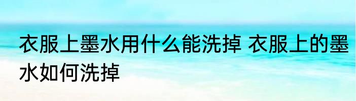 衣服上墨水用什么能洗掉 衣服上的墨水如何洗掉