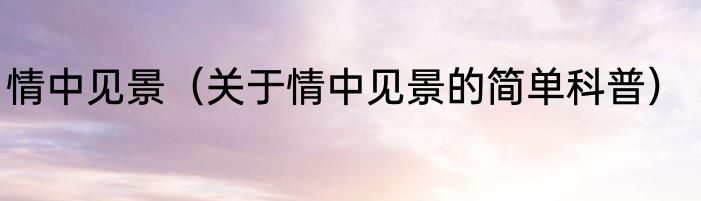 情中见景（关于情中见景的简单科普）