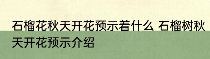 石榴花秋天开花预示着什么 石榴树秋天开花预示介绍
