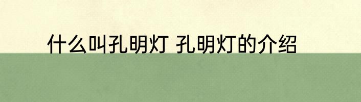 什么叫孔明灯 孔明灯的介绍