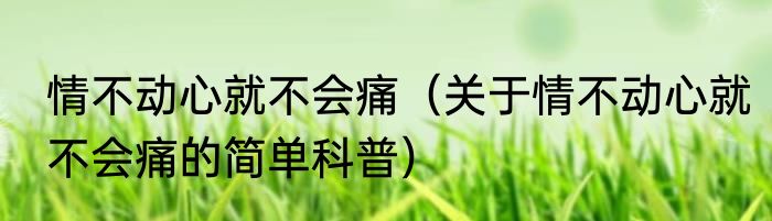 情不动心就不会痛（关于情不动心就不会痛的简单科普）
