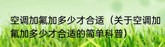 空调加氟加多少才合适（关于空调加氟加多少才合适的简单科普）