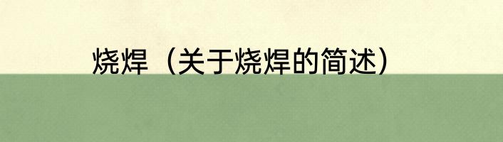 烧焊（关于烧焊的简述）