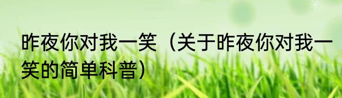 昨夜你对我一笑（关于昨夜你对我一笑的简单科普）