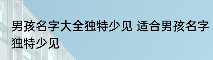 男孩名字大全独特少见 适合男孩名字独特少见