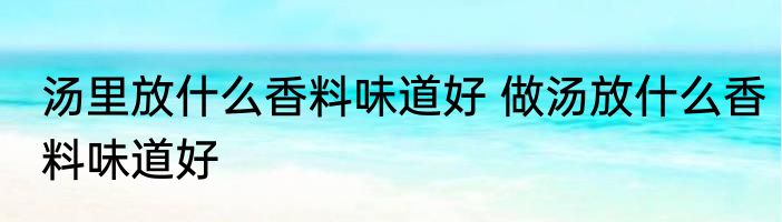 汤里放什么香料味道好 做汤放什么香料味道好