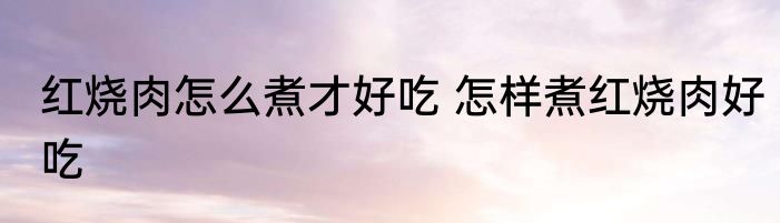 红烧肉怎么煮才好吃 怎样煮红烧肉好吃