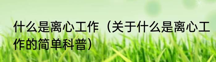 什么是离心工作（关于什么是离心工作的简单科普）