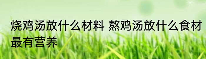 烧鸡汤放什么材料 熬鸡汤放什么食材最有营养