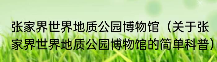 张家界世界地质公园博物馆（关于张家界世界地质公园博物馆的简单科普）