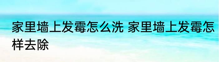 家里墙上发霉怎么洗 家里墙上发霉怎样去除