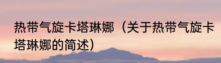热带气旋卡塔琳娜（关于热带气旋卡塔琳娜的简述）