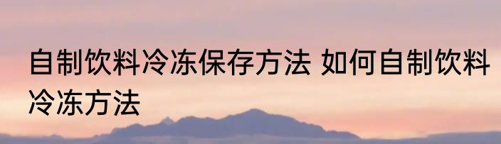 自制饮料冷冻保存方法 如何自制饮料冷冻方法
