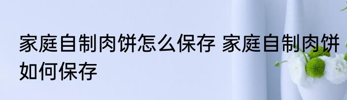 家庭自制肉饼怎么保存 家庭自制肉饼如何保存