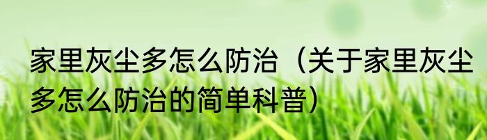 家里灰尘多怎么防治（关于家里灰尘多怎么防治的简单科普）
