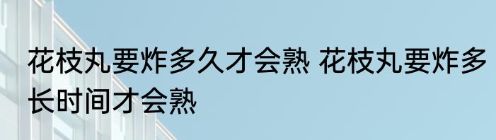花枝丸要炸多久才会熟 花枝丸要炸多长时间才会熟