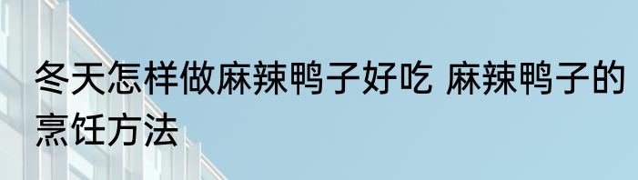 冬天怎样做麻辣鸭子好吃 麻辣鸭子的烹饪方法