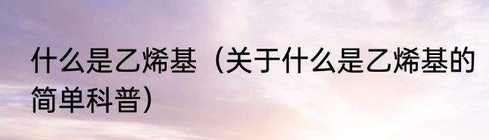 什么是乙烯基（关于什么是乙烯基的简单科普）