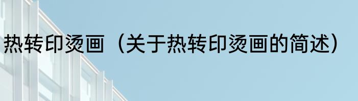 热转印烫画（关于热转印烫画的简述）