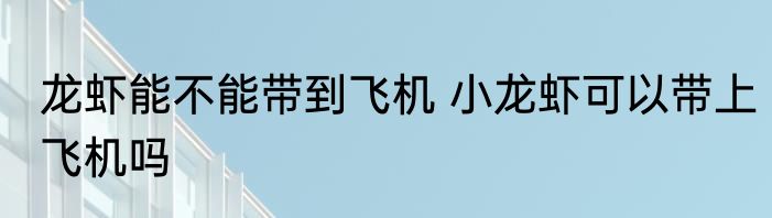 龙虾能不能带到飞机 小龙虾可以带上飞机吗