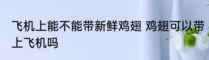 飞机上能不能带新鲜鸡翅 鸡翅可以带上飞机吗