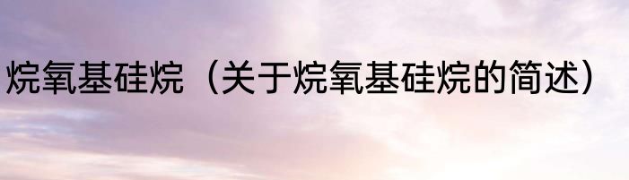 烷氧基硅烷（关于烷氧基硅烷的简述）