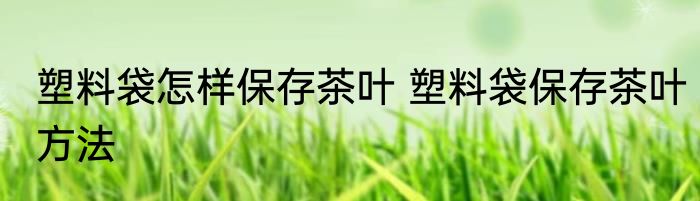 塑料袋怎样保存茶叶 塑料袋保存茶叶方法
