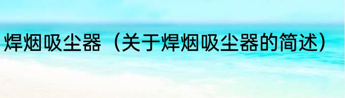 焊烟吸尘器（关于焊烟吸尘器的简述）