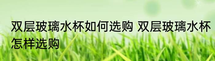 双层玻璃水杯如何选购 双层玻璃水杯怎样选购