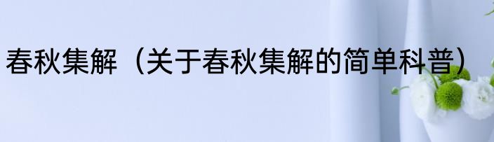 春秋集解（关于春秋集解的简单科普）
