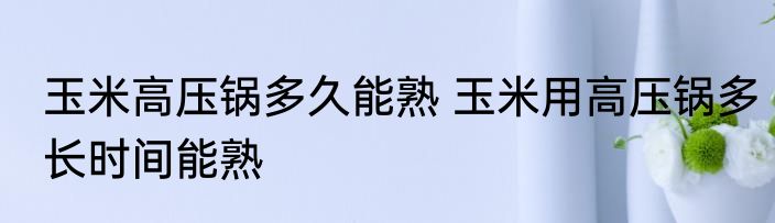 玉米高压锅多久能熟 玉米用高压锅多长时间能熟