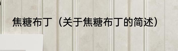 焦糖布丁（关于焦糖布丁的简述）