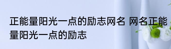 正能量阳光一点的励志网名 网名正能量阳光一点的励志