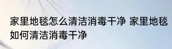 家里地毯怎么清洁消毒干净 家里地毯如何清洁消毒干净