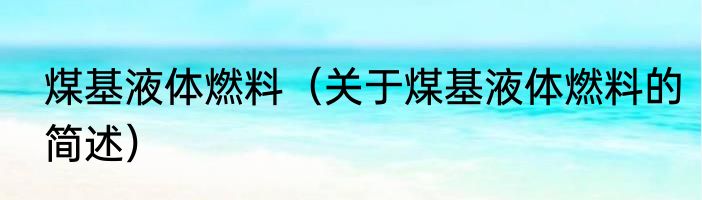 煤基液体燃料（关于煤基液体燃料的简述）