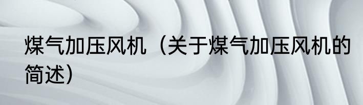 煤气加压风机（关于煤气加压风机的简述）