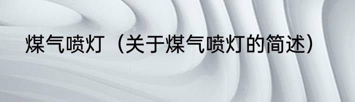 煤气喷灯（关于煤气喷灯的简述）