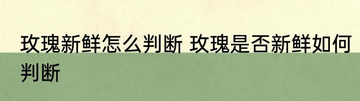 玫瑰新鲜怎么判断 玫瑰是否新鲜如何判断