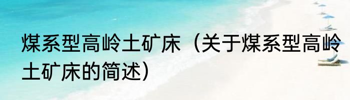 煤系型高岭土矿床（关于煤系型高岭土矿床的简述）