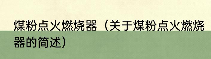 煤粉点火燃烧器（关于煤粉点火燃烧器的简述）